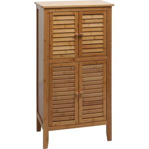 Badkamermeubel MCW-B18, ladekast, 4 deuren bamboe 100x50x30cm