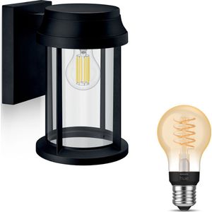 Philips Hue Bellini Wandlamp voor Buiten Neerwaarts (Zwart) - Buitenlamp - E27 - Warmwit Licht - Hue White Filament