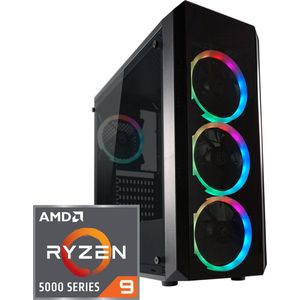 Circular RGB Gaming PC | AMD Ryzen 9 - 5900X | GeForce RTX 4060 - 8 GDDR6 | 32 GB DDR4 | 1 TB SSD - NVMe | Windows 11 Pro