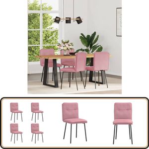vidaXL Roze Fluwelen Eetkamerstoelen - Set van 4 Eetzit - Eetkamerstoel - Velours Stoel - Roze Stoel - Moderne Stoel