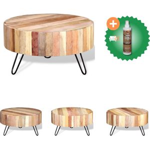 vidaXL Salontafel massief gerecycled hout - Tafel - Inclusief Houtreiniger en verfrisser