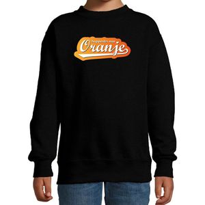Zwarte fan sweater voor kinderen - supporter van oranje - Holland / Nederland supporter - EK/ WK trui / outfit 170/176