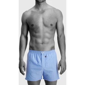 Claesen's Cls No.1 normale lengte boxer met gulp (2-pack) - heren woven hybride boxer - licht blauw - blauw - Maat: XXL