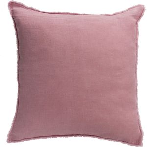 J-Line kussen Stonewashed - linnen - oud roze