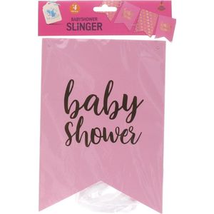 Baby Shower Geboorte Vlaggenlijn - Slinger - Roze - Babyshower - Stevig Papier - Herbruikbaar - 4 Meter