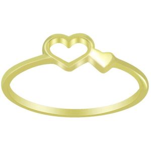 Ringen dames | Gold plated ring, twee hartjes