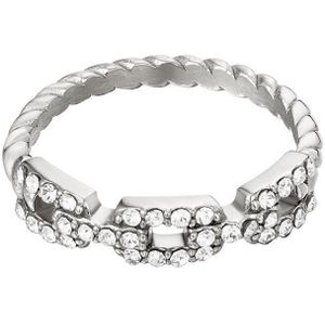 Ring in kettingstijl en diamanten - Yehwang - Ring - Maat 18 - Zilver
