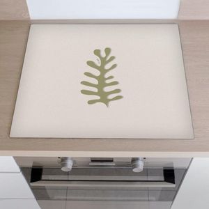 Inductiebeschermer geïllustreerd groen koraal | 60 x 52 cm | Keukendecoratie | Bescherm mat | Inductie afdekplaat