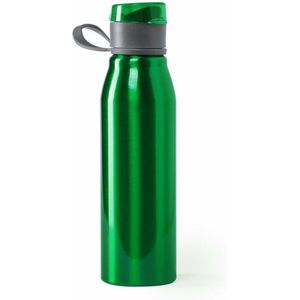 Aluminium waterfles/drinkfles/bidon/sportfles kleur metallic groen - met schroefdop - 700 ml