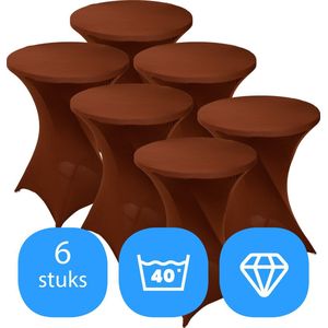 Statafelrok Bruin / Chocolade x 6 – ∅80-85 x 110 cm – Statafelhoes Stretch 6 Stuks – Tafelhoezen voor Statafel Sta Tafel Hoes | Staantafelhoes - Geschikt voor Horeca Evenementen | Cocktailparty | Trouwerij