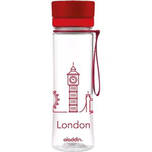 Aladdin Aveo Waterfles - 600 ml - Incl. City Print - Rood Londen