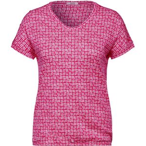 CECIL TOS Button T-shirt With Minimal print Dames T-shirt - pink sorbet - Maat XXL