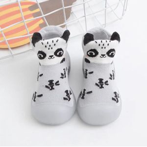 Anti-slip babyschoentjes - Soksloffen - Eerste loopschoentjes van Baby-Slofje - Grijs Panda maat 24/25