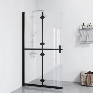 The Living Store Inloopdouchewand inklapbaar 110x190 cm ESG-glas transparant - Inloopdouche - Douchewand - Glazen Douchedeur - Inklapbaar Douche Scherm - Douche Cabine