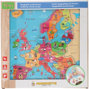 Houten Puzzel Europa (18 stukjes) - Vergroot jouw topografische kennis