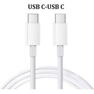 USB-kabel , 1M USB C Wit USB-C naar USB-C Kabel 60W 5A - Power Delivery Snellader - Oplaadkabel - USB 3.0 - iPad Pro en Air ,Macbook ,-Samsung Galaxy Series en Note