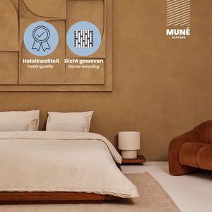 Dekbedovertrek met rits - Hotelkwaliteit Katoen Satijn 300 TC - 260x220 cm + 2 kussenslopen 60x70 cm - Zand beige - Muné Bedding