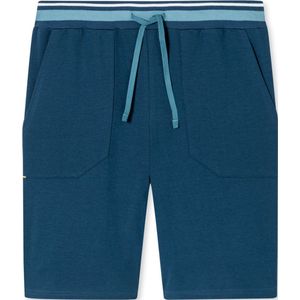 SCHIESSER Mix+Relax loungebroek kort - heren bermuda sweatware biologisch katoen strepen nachtblauw - Maat: XXL