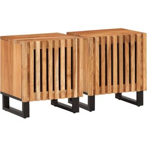 vidaXL - Nachtkastjes - 2 - st - 40x34x46 - cm - massief - acaciahout
