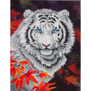 DIAMOND DOTZ White Tiger in Autumn - Diamond Painting - 13.045 Dotz - 46x36 cm
