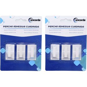 Concorde - Badkamer zelfklevende ophanghaakjes 6x stuks kunststof wit