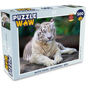 Puzzel Witte tijger - Boomstam - Bos - Legpuzzel - Puzzel 500 stukjes