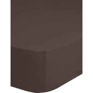 Perfecte katoen/satijn hoeslaken bruin - 160x200 (lits-jumeaux) - subtiele glans - hoogwaardig en luxe - zeer zacht - rondom elastiek - hoge hoeken - optimaal slaapcomfort