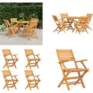 vidaXL 5-delige Tuinset massief teakhout - Tuinset - Tuinsets - Eethoek - Buitenset