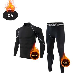 Livano Thermokleding Heren - Thermobroek - Thermoset - Thermolegging - Winter - Thermoshirt - Zwart+Grijs - XS