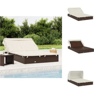 vidaXL Ligbed - Ligbedden - Tuinstoel - Relaxstoel - Ligbed 2-persoons met dak 213x118x97 cm poly rattan bruin
