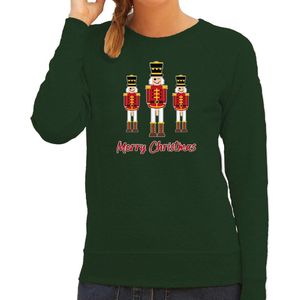 Bellatio Decorations foute kersttrui/sweater dames - Notenkrakers - groen - piemel/penis S