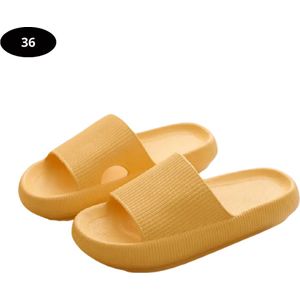 Livano Badslippers Dames & Heren - Comfortabel - Flip Flops - Sauna - Zomer - Geel - Maat 36