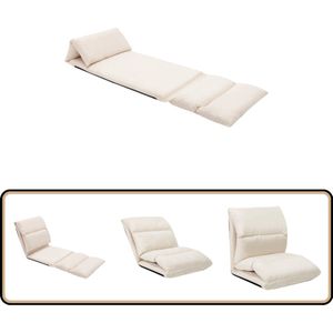 vidaXL Vloerstoel - Inklapbaar - Microvezel - crème Vloerstoel - Lounge Stoel - Microfiber Bank - Zitbank - Relaxfauteuil