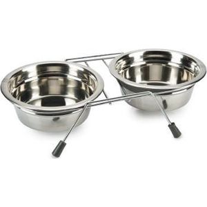 Beeztees rvs delux dinerset Lumara hond grijs 16 cm