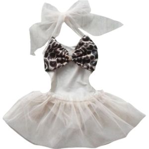 Maat 110 Zwempak badpak zwemkleding Grijs Luipaard print tulle rok badkleding voor baby en kind zwem kleding panterprint