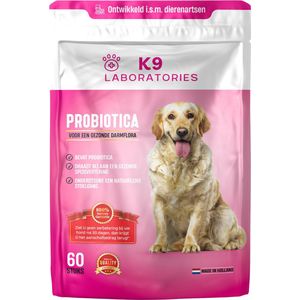 K9 Hondensnack Probiotica Hond - Ondersteunt Darmflora - Spijsvertering - Jeuk hond - Probiotica hond darmflora - Probiotica hond kauwtablet - Honden supplementen - 60 Probiotica honden snoepjes - Probiotica koekjes