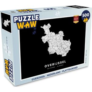 Puzzel Overijssel - Nederland - Plattegrond - Legpuzzel - Puzzel 500 stukjes - Stadskaart
