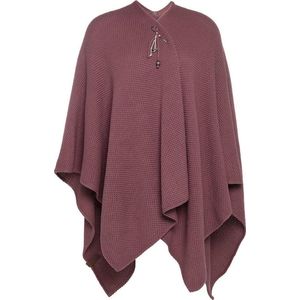 Knit Factory Jazz Gebreid Omslagvest - Dames Poncho - Wikkelvest - Gebreide rode poncho - Gebreide mantel - Winter poncho - Dames cape - One Size - Stone Red