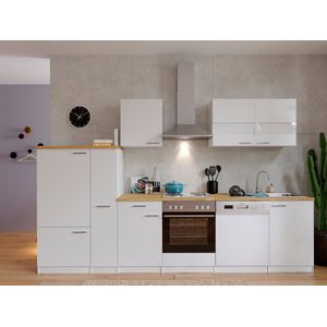 Goedkope keuken 310  cm - complete keuken met apparatuur Malia  - Wit/Wit - soft close - elektrische kookplaat - vaatwasser - afzuigkap - oven  - spoelbak