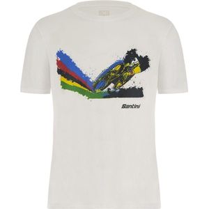 Santini MTB T-shirt korte mouwen Unisex Wit Multikleur - Uci Official - T-Shirt Mtb - 2XL