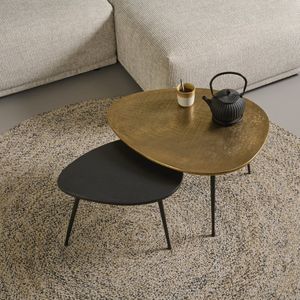 Lucon - Bijzettafel - Goud/Zwart - Metaal - Set van 2 Stuks