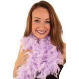 Boa pastel lila paars 180 cm - Carnaval-/feestkleding - Veren verkleed boa - 50 grams