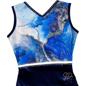 Sparkle&Dream Turnpakje Liah Blauw - Maat ASM 158/164 - Gympakje voor Turnen, Acro, Trampoline en Gymnastiek