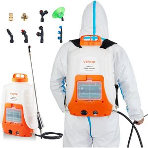 BTD accu-aangedreven spuit 15L- drukspuit - batterij- ruggedragen - 8 spuitmonden - 2 stokken - voor water geven - algemeen - wassen - baden - huisdieren