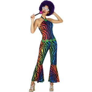 Veelkleurige luipaard disco kostuum voor vrouwen - Verkleedkleding