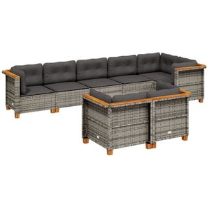 vidaXL Loungeset 8-delig - Inclusief Kussens - Grijs Loungeset - Tuinset - Tuinmeubels - Lounge Set - Outdoor Furniture