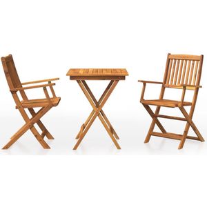 vidaXL Bistroset - Bistrosets - Eethoek Voor In De Tuin - Eethoeken Voor In De Tuin - 3-delige Tuinset inklapbaar massief acaciahout