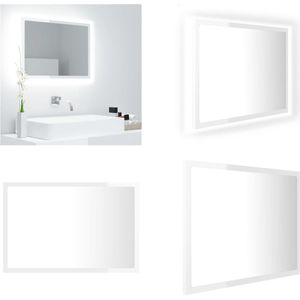 vidaXL Badkamerspiegel LED 60x8-5x37 cm acryl hoogglans wit - Spiegel - Spiegels - Badkamerspiegel - Badkamerspiegels