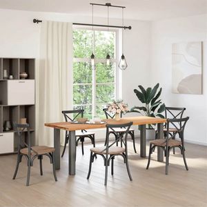 The Living Store Eettafel rechthoekig 220x80x74 cm massief eikenhout lichtbruin - Eetkamertafel - Eikenhouten Tafel - Salontafel - Massief Eikenhout - Rechte Eettafel