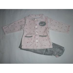 Noukie's - Pyjama -  2 delig - Meisje - Velour - Roze pluim -9 maand 74